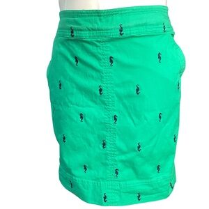 Talbots Vibrant Green Pencil Skirt with Embroidered Sea Horses